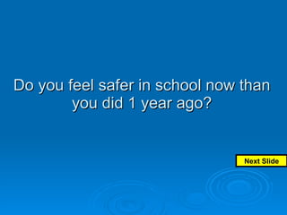 Do you feel safer in school now than you did 1 year ago?