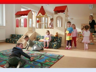 Preschool education
• Children may enter this first
  level of education before
  compulsory school attendance
• Pre-school education is
  provided by nursery schools and
  kindergartens for children aged
  three to six
• In cooperation with parents and
  educators, kids learn how to
  think logically and discuss,
  training their memories,
  exercising their imaginations
  and also provide social contact
  among children
 