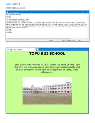 WEB PAGE 1
SOURCE CODE: school.html
 