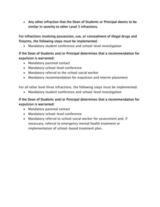 Property misuse - Low intensity misuse of property.  This includes making marks on desks, books, or fixtures that can be erased or cleaned off by the scholar.