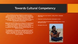 Towards Cultural Competency
This workshop has been designed to aid government
agencies and business both large and small i...