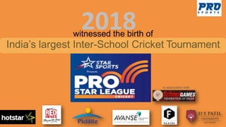 witnessed the birth of
India’s largest Inter-School Cricket Tournament
2018
In association with
 