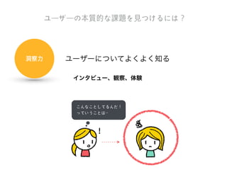環境
ユーザーが価値を感じられることを考える
使うもの ユーザーの体験全体
機能 環境
サービス	
 