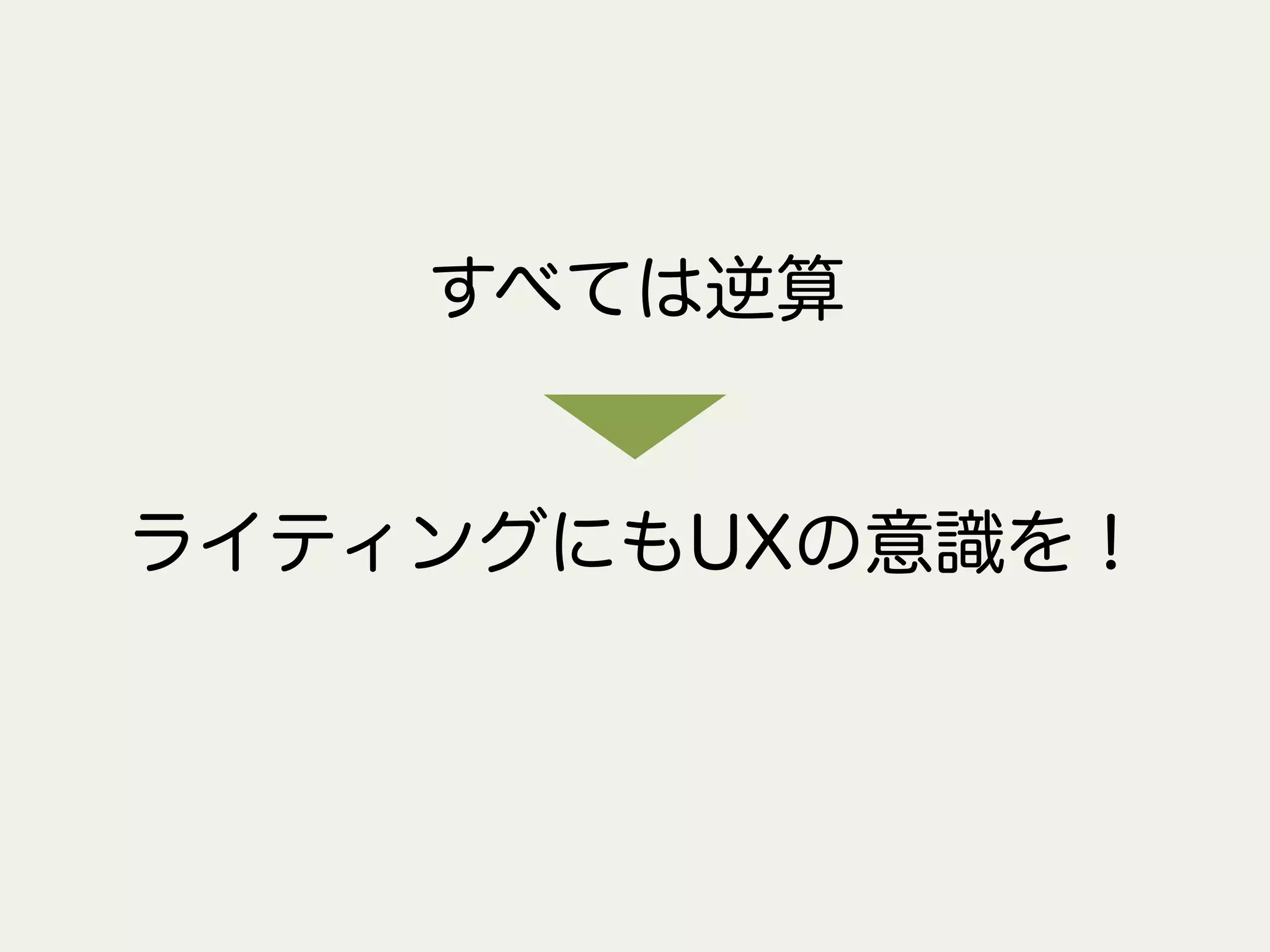 すべては逆算
ライティングにもUXの意識を！
 