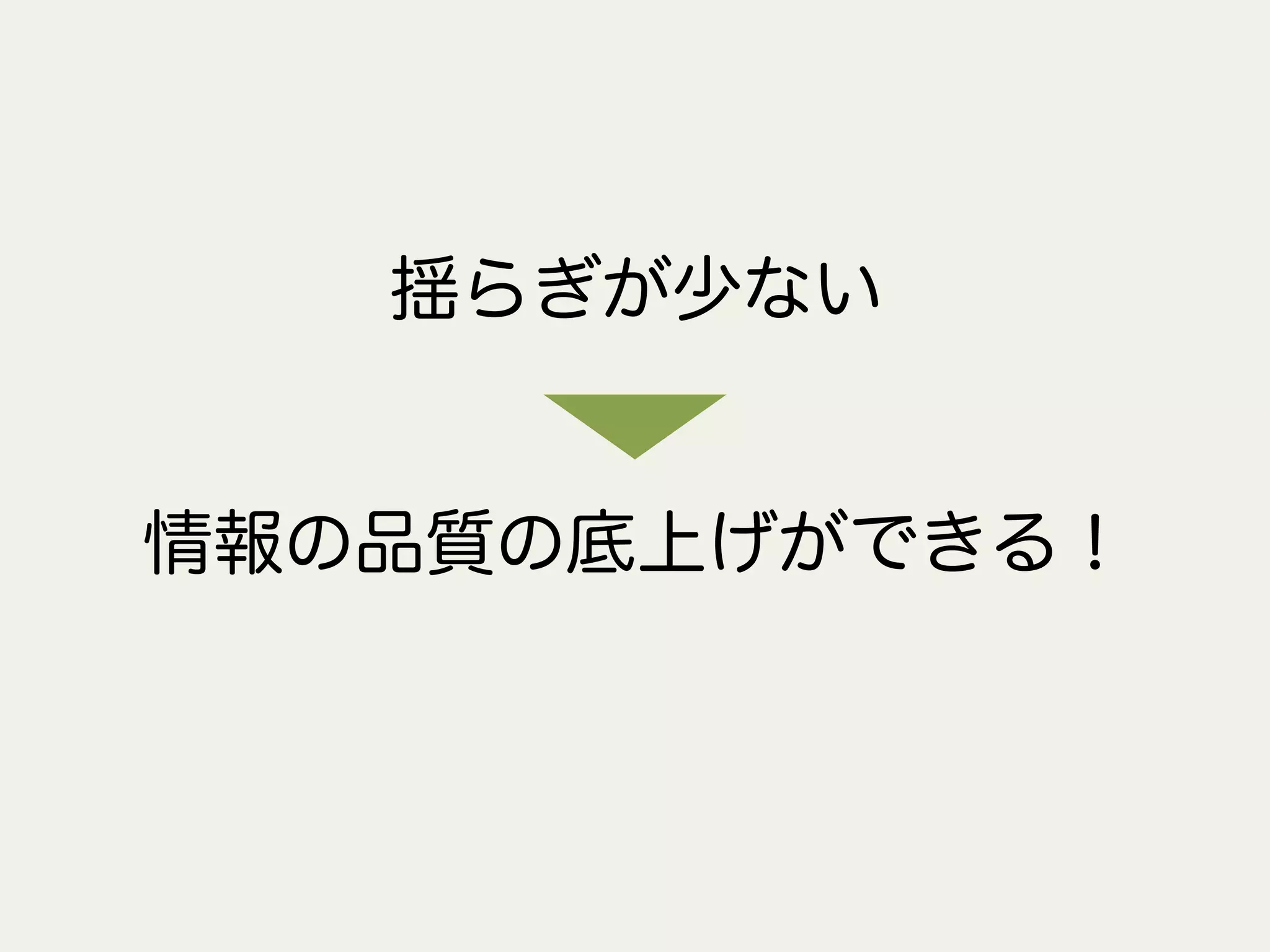 揺らぎが少ない
情報の品質の底上げができる！
 