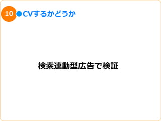 10   CVするかどうか




       検索索連動型広告で検証
 