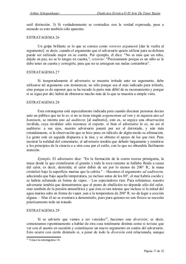 wallpapers Estratagema 27 schopenhauer dialectica eristica o el