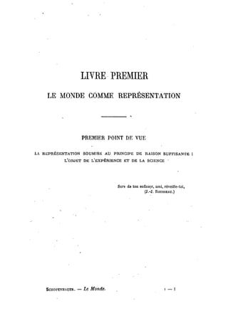 Schopenhauer - le monde comme volonté et représentation