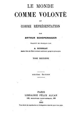 Schopenhauer - le monde comme volonté et représentation