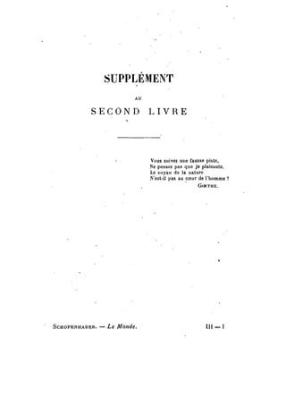 Schopenhauer - le monde comme volonté et représentation
