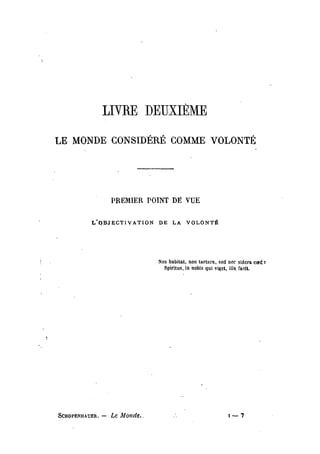 Schopenhauer - le monde comme volonté et représentation