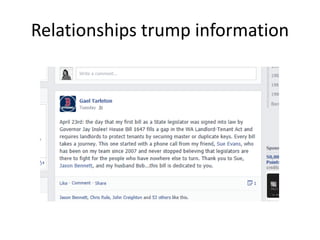 Relationships trump information
 