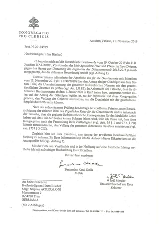 Brief aus dem Vatikan, November 2019