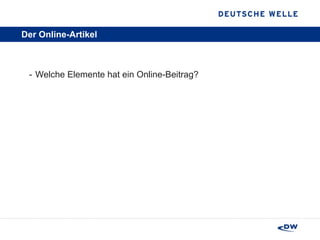 Der Online-Artikel Welche Elemente hat ein Online-Beitrag? 