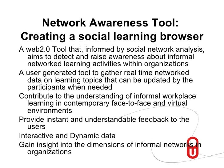Network Awareness Tool Learning Analytics in the workplace Detect…