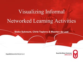 Visualizing Informal
Networked Learning Activities
   Bieke Schreurs, Chris Teplovs & Maarten de Laat
 