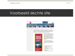 Voorbeeld slechte site 07-01-11 'Webteksten schrijven'  