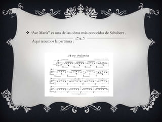  “Ave María” es una de las obras más conocidas de Schubert .
Aquí tenemos la partitura :

 