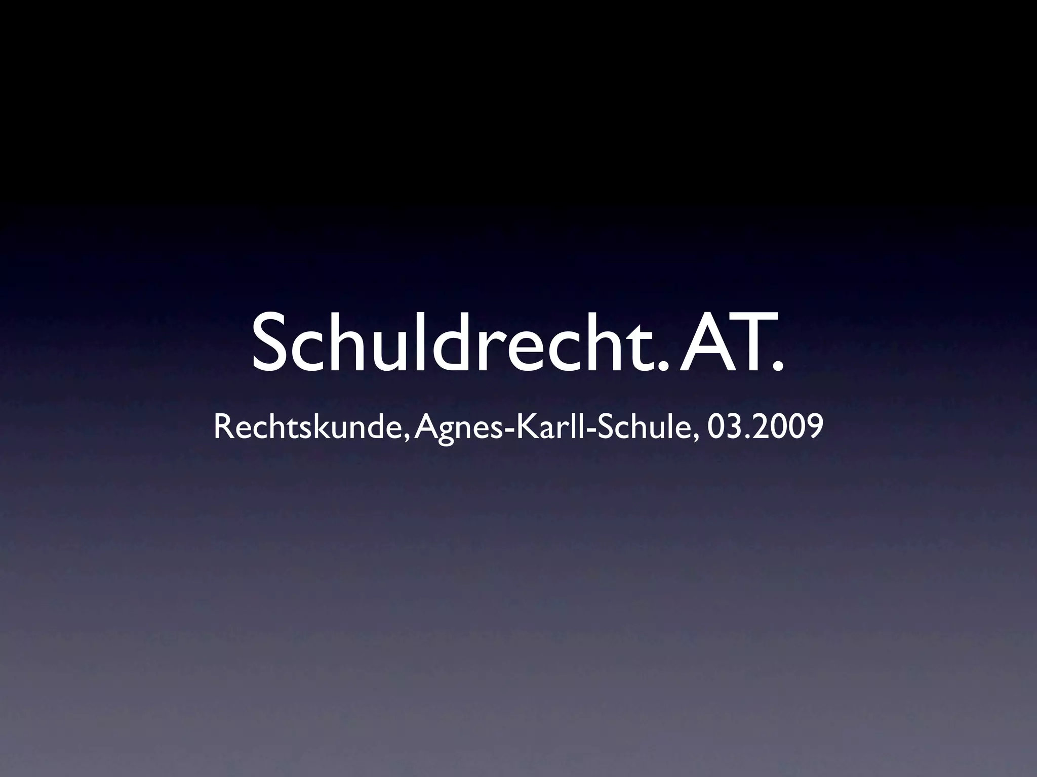 Schuldrecht Allgemeiner Teil