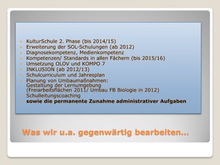 Was wir u.a. gegenwärtig bearbeiten…
 