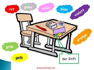rot grau rosa blau violett grün der Stift gelb orange 