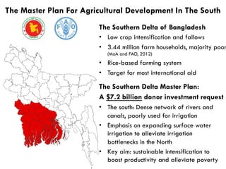 Decentralized surface water irrigation as a pathway for sustainable intensification in southern Bangladesh: on how much land can the drop be brought to the crop?