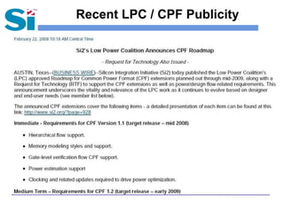 Recent LPC / CPF Publicity
 
