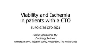 Viability and Ischemia
in patients with a CTO
EURO GISE CTO 2021
Stefan Schumacher, MD
Cardiology Resident
Amsterdam UMC, location Vumc, Amsterdam, The Netherlands
 