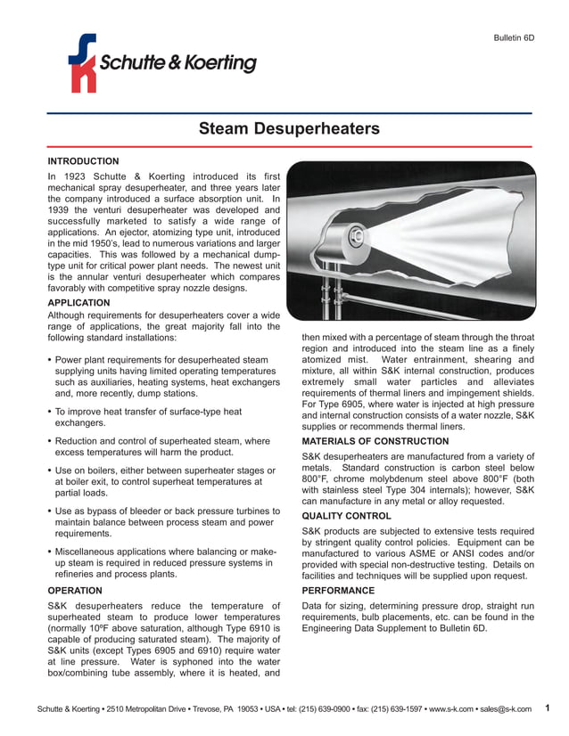 Types of Steam Desuperheaters PDF