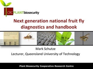 biosecurity built on science
Next generation national fruit fly
diagnostics and handbook
Mark Schutze
Lecturer, Queensland University of Technology
Plant Biosecurity Cooperative Research Centre
 