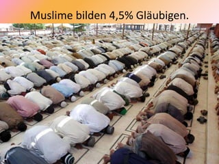 Muslime bilden 4,5% Gläubigen.
 