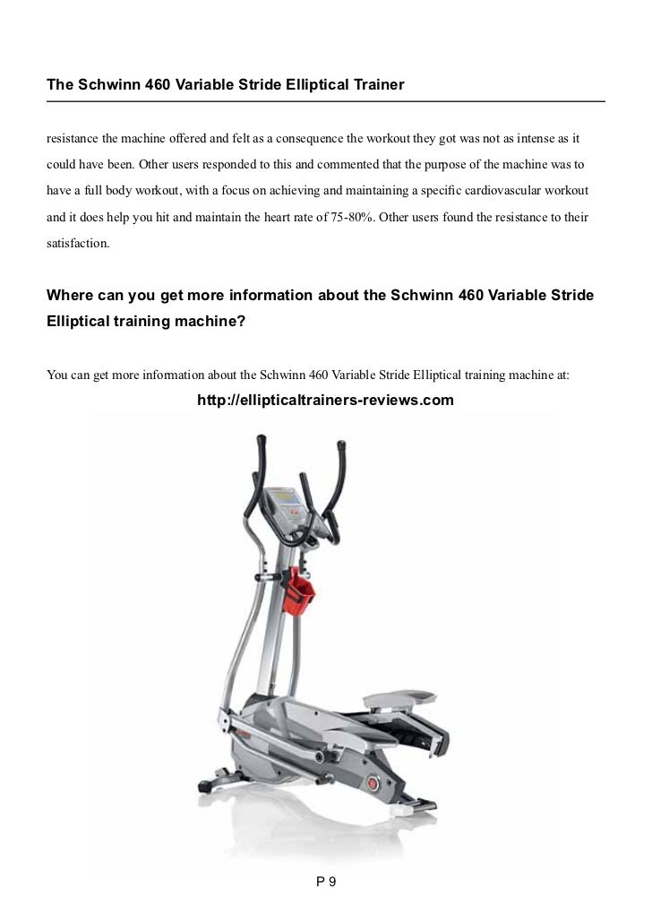 Schwinn 460 variable stride elliptical trainer