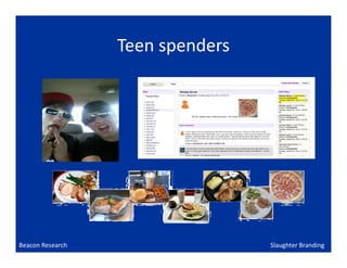 Teen spenders




Beacon Research                   Slaughter Branding
 