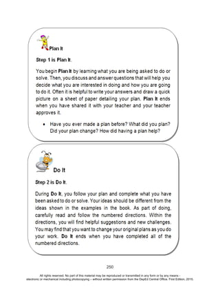 D
EPED
C
O
PY
250
All rights reserved. No part of this material may be reproduced or transmitted in any form or by any means -
electronic or mechanical including photocopying – without written permission from the DepEd Central Office. First Edition, 2015.
 