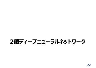 2値ディープニューラルネットワーク
22
 