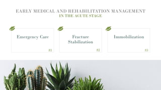 EARLY MEDICAL AND REHABILITATION MANAGEMENT
IN THE ACUTE STAGE
Emergency Care Fracture
Stabilization
Immobilization
13
#1 ...
