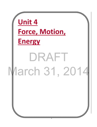 DRAFT
March 31, 2014
1
Unit 4
Force, Motion,
Energy
 