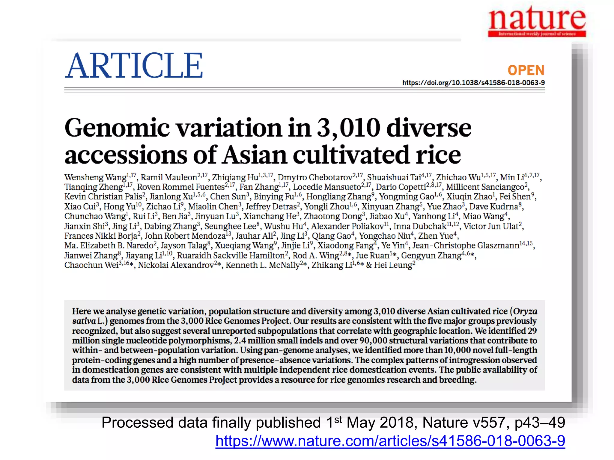 Processed data finally published 1st May 2018, Nature v557, p43–49
https://www.nature.com/articles/s41586-018-0063-9
 