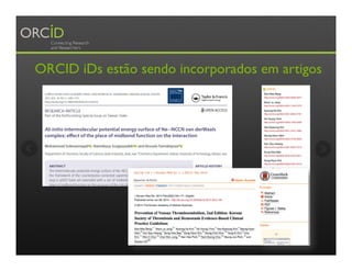 ORCID iDs estão sendo incorporados em artigos
 