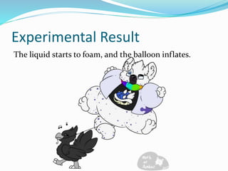 Experimental Result
The liquid starts to foam, and the balloon inflates.