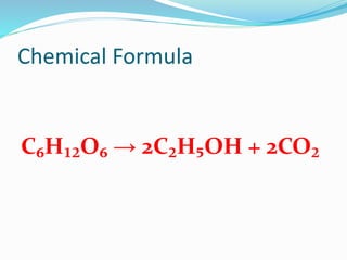Chemical Formula
С₆Н₁₂О₆ → 2С₂Н₅ОН + 2СО₂