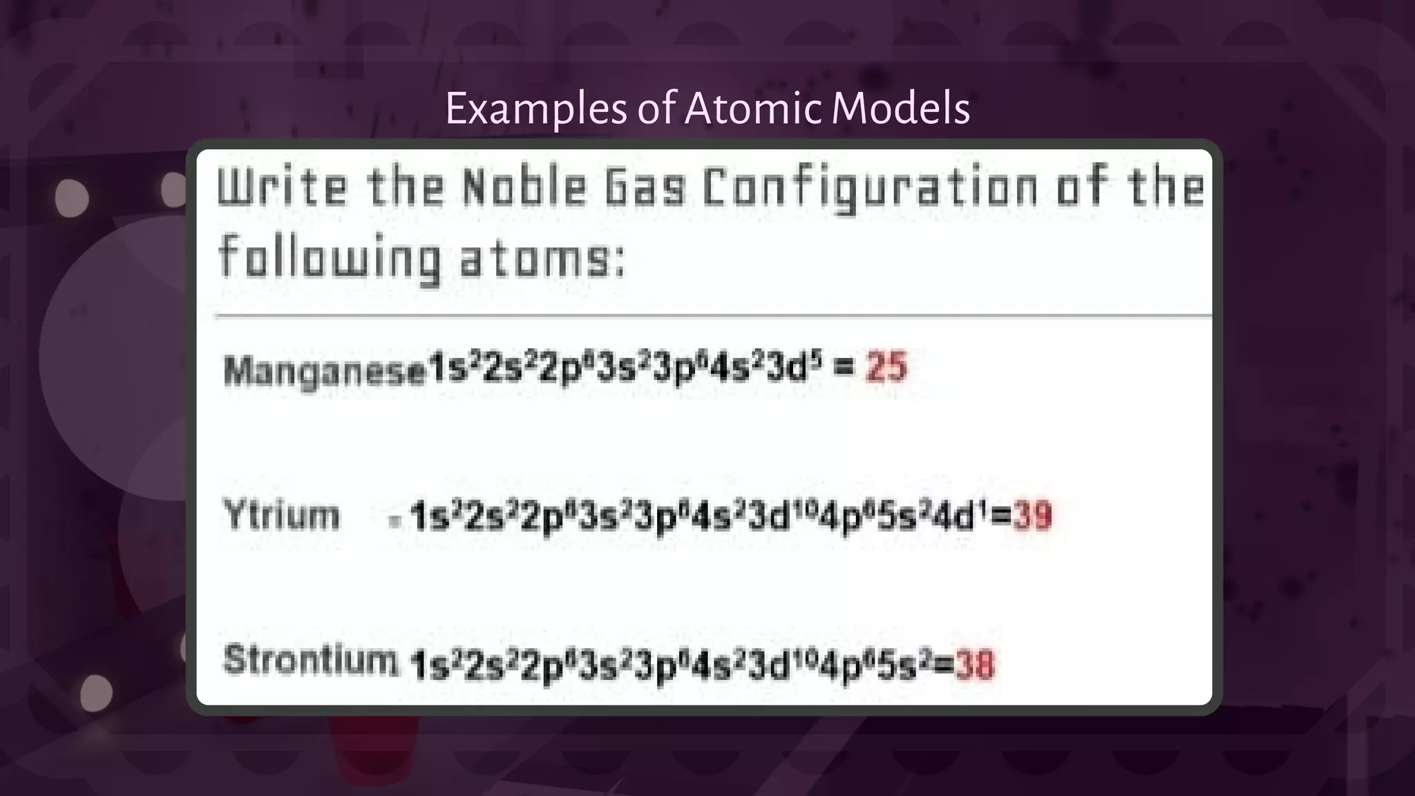 Examples of Atomic Models
 