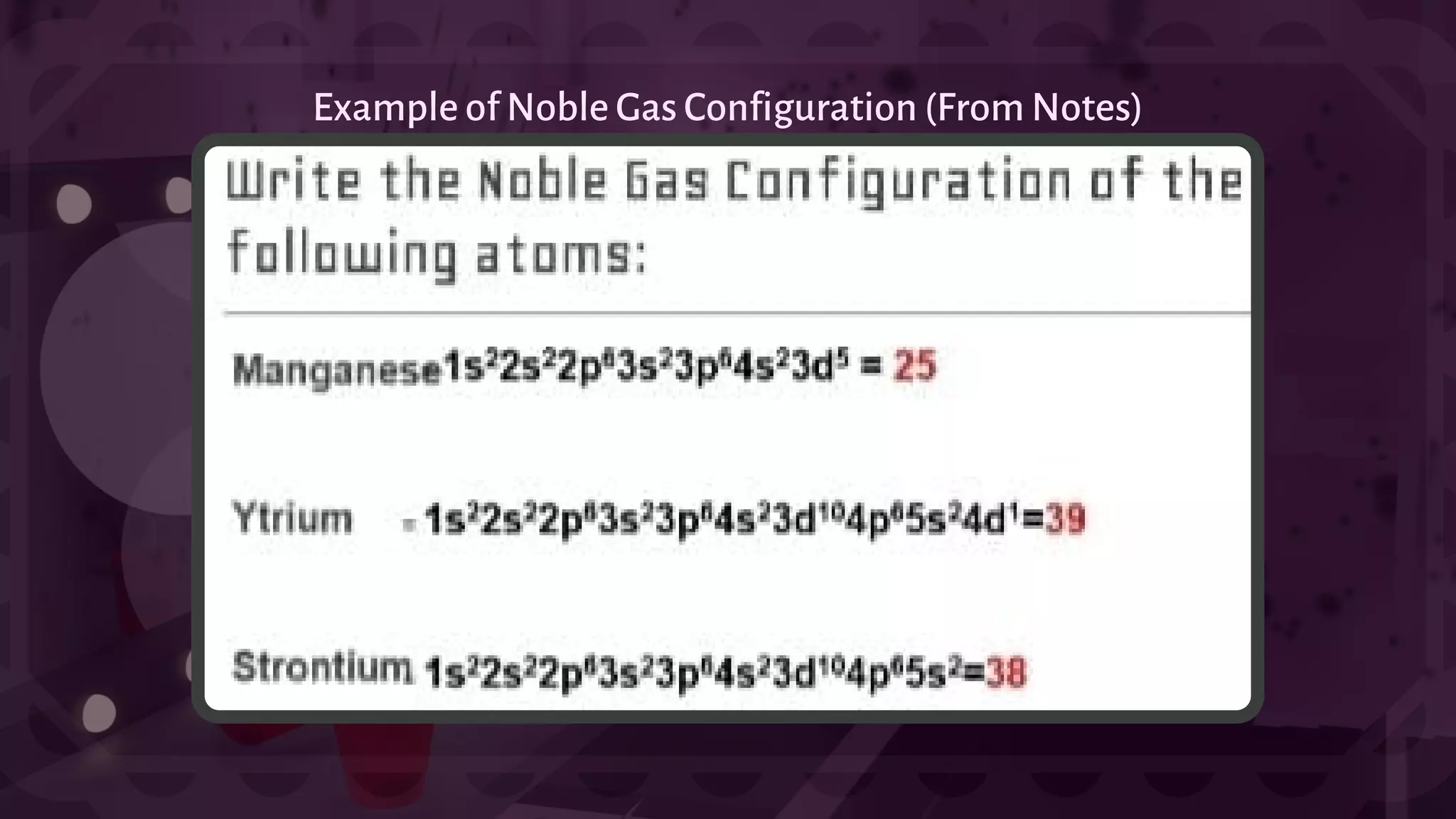 Example of Noble Gas Configuration (From Notes)
 