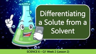 Differentiating
a Solute from a
Solvent
SCIENCE 6 – Q1 Week 2 (Lesson 2)
 