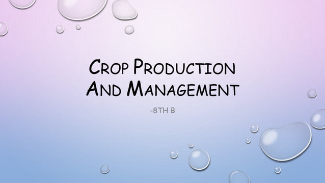 crop production and management | PPT