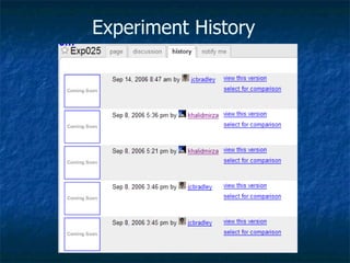Experiment History 