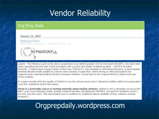 Orgprepdaily.wordpress.com Vendor Reliability 