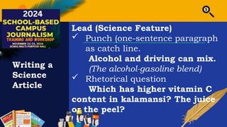 SCIENCE-NEWS writing in Campus Journalism | PPTX