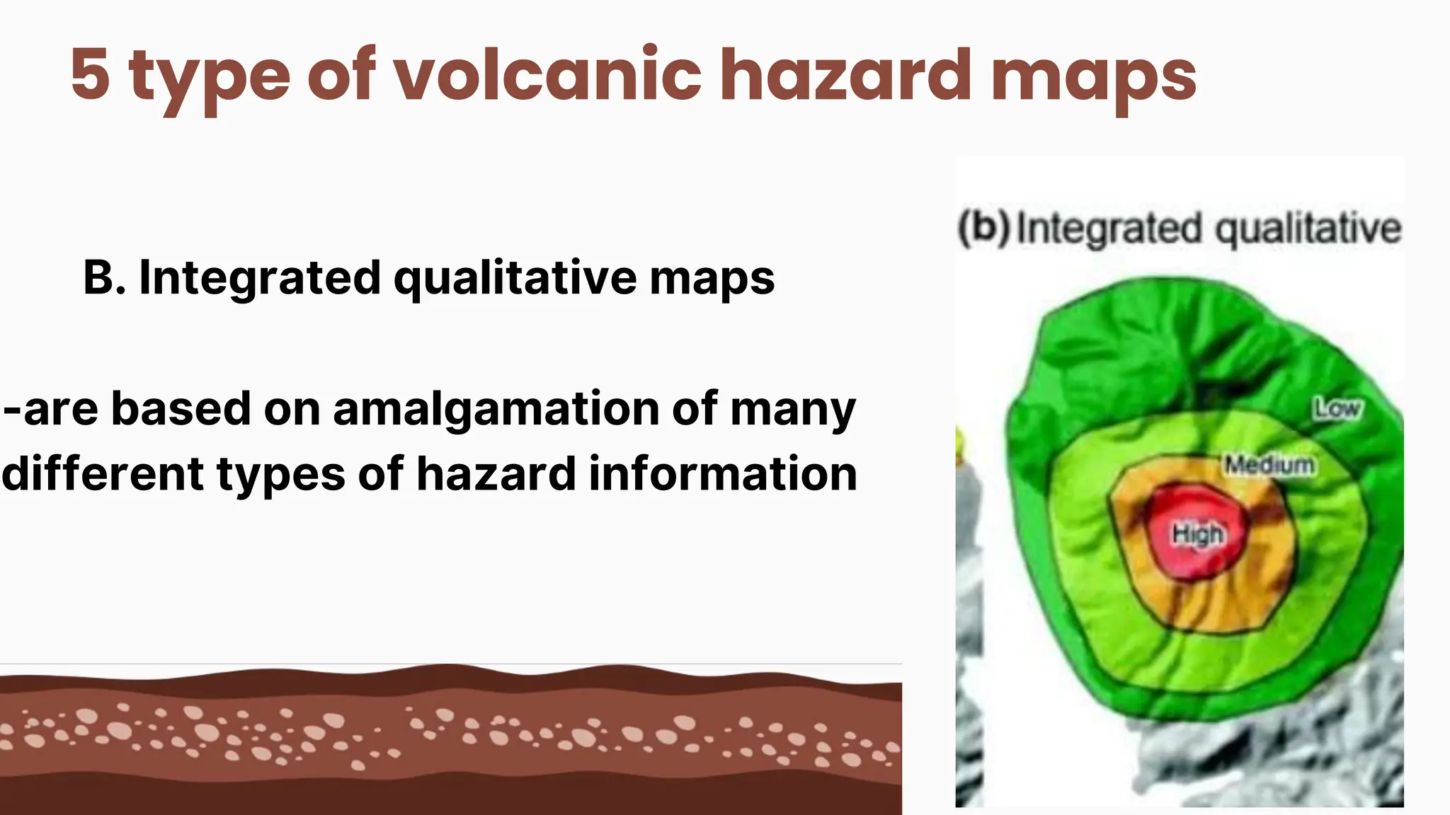 5 type of volcanic hazard maps
B. Integrated qualitative maps
-are based on amalgamation of many
different types of hazard information
 