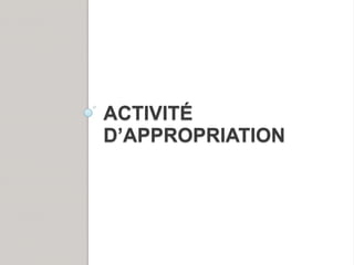 ACTIVITÉ
D’APPROPRIATION
 